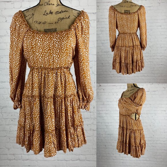 Altar’d State Rust Pattern Multi Tier Side Cutouts Mini Dress - Picture 1 of 1